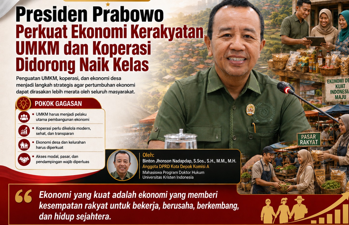 Presiden Prabowo Perkuat Ekonomi Kerakyatan, UMKM dan Koperasi Didorong Naik Kelas